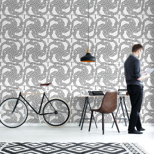 Custom Initiaal Grey Chain Knot Pattern Behang