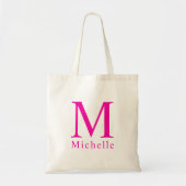 Custom Initiaal Letter Monogram Sjabloon Roze Tote Bag (Voorkant)