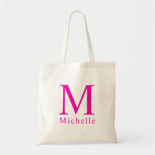 Custom Initiaal Letter Monogram Sjabloon Roze Tote Bag (Voorkant)