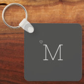 Custom Initiaal Minimalist Stijlvol Donkergrijs Sleutelhanger (Voorkant)