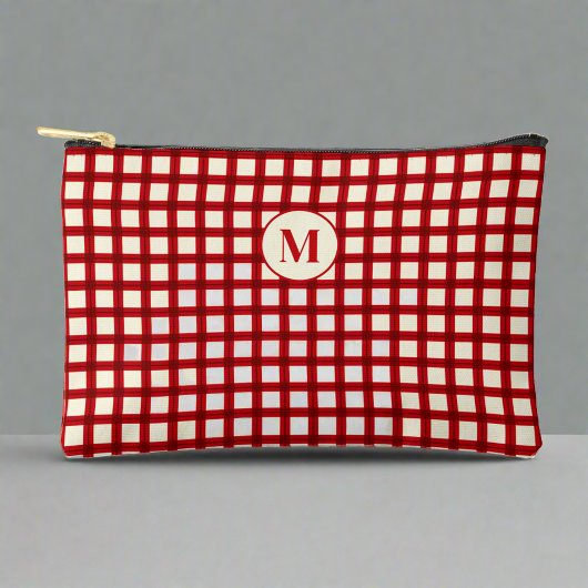 Custom Initiaal naam rood gingham meisje vrouwelij Etui