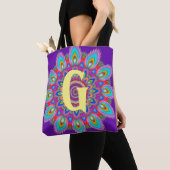 Custom initiaal psychedelische Canvas tas paarse (Dichtbij)