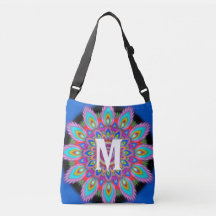 Custom initiaal psychedelische Cross Body Tas blau