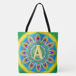 Custom initiaal psychedelische Grote Tas greens