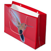 CUSTOM INITIAAL RED FLYING HUMMINGBIRD Gift Bag Groot Cadeauzakje (Voorkant Gekanteld)