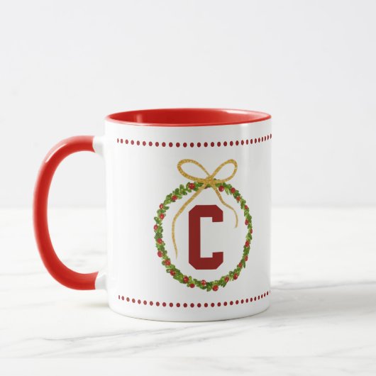 Custom Initial Christmas Art Mok (Links)