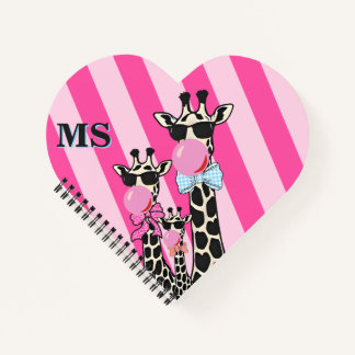 Custom Initial Cute Giraffe Phone Case  Bubble Gum Notitieboek