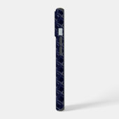 Custom Initial Large Modern Blue Lattice Rubber iPhone 15 Case (Linkerkant)