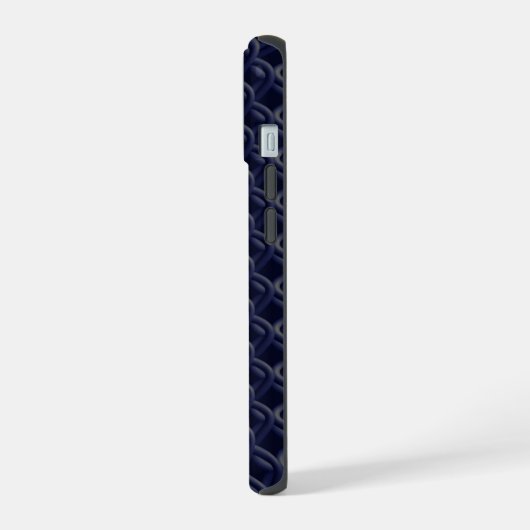 Custom Initial Large Modern Blue Lattice Rubber iPhone 15 Case (Linkerkant)