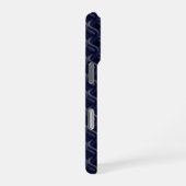 Custom Initial Large Modern Blue Lattice Rubber iPhone Hoesje (Rechterkant)