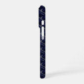 Custom Initial Large Modern Blue Lattice Rubber iPhone Hoesje (Linkerkant)