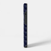 Custom Initial Large Modern Blue Lattice Rubber iPhone Hoesje (Linkerkant)