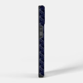 Custom Initial Large Modern Blue Lattice Rubber iPhone Hoesje (Rechterkant)