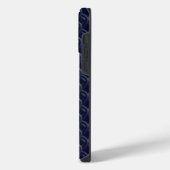 Custom Initial Large Modern Blue Lattice Rubber iPhone Hoesje (Linkerkant)