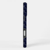 Custom Initial Large Modern Blue Lattice Rubber iPhone Hoesje (Rechterkant)