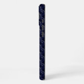 Custom Initial Large Modern Blue Lattice Rubber iPhone Hoesje (Linkerkant)