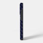 Custom Initial Large Modern Blue Lattice Rubber iPhone Hoesje (Linkerkant)