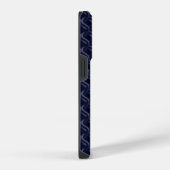 Custom Initial Large Modern Blue Lattice Rubber iPhone Hoesje (Rechterkant)