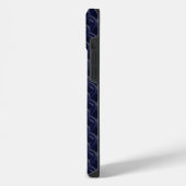Custom Initial Large Modern Blue Lattice Rubber iPhone Hoesje (Linkerkant)