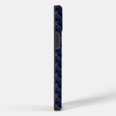 Custom Initial Large Modern Blue Lattice Rubber iPhone Hoesje (Rechterkant)