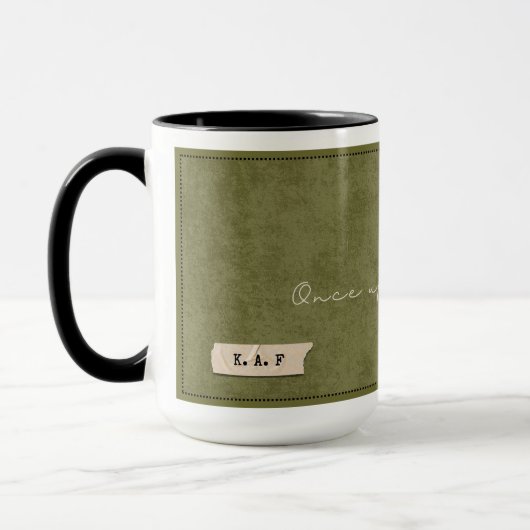 Custom Initial Moss Green Forest Storyteller Mug Mok (Links)