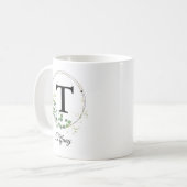 Custom Initial & Name Personalized Monogram Floral Koffiemok (Voorkant links)