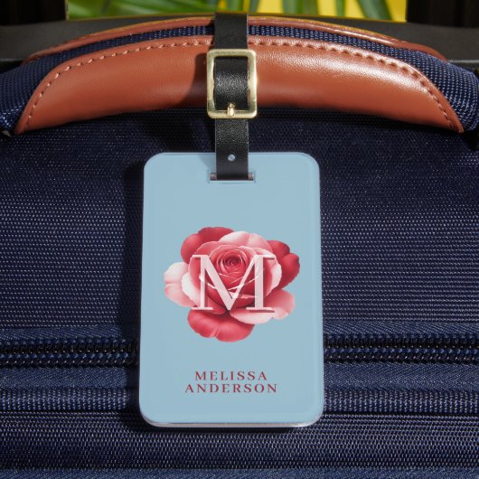 Custom Initial Rose iPhone Case | Modern Floral  Bagagelabel (Voorkant Insitu 2)