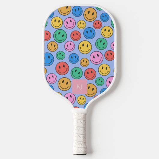 Custom Initial Smiley Face Pickleball Paddle (Voorkant)