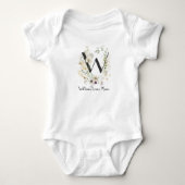 Custom Initial W With Soft colour Wild flowers Bab Romper (Voorkant)