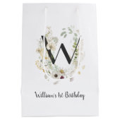 Custom Initial W With Soft colour Wild flowers Medium Cadeauzakje (Achterkant)
