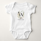 Custom Initial W With Soft colour Wild flowers Romper (Voorkant)