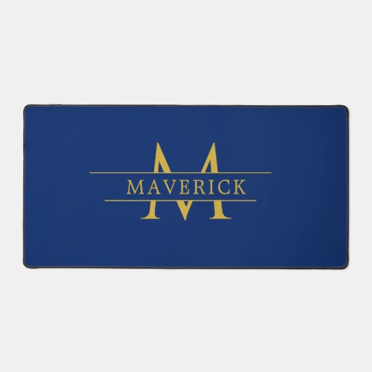 Custom Initials and Name Navy Desk Mat for Work (Voorkant)