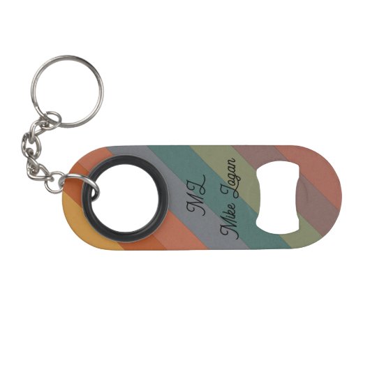 Custom Initials Bottle Opener Gift for Him Mini Flessenopener (Voorkant (Horizontaal))