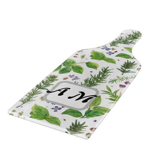  Custom initials Herbs seamless pattern  Snijplank (Hoek)