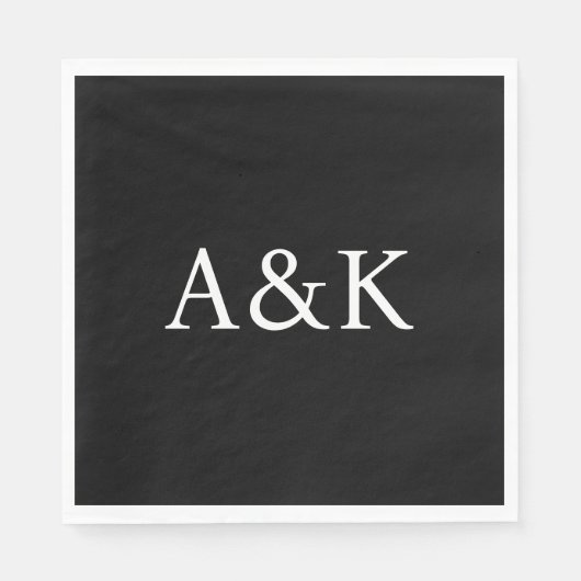 Custom Initials on Black Wedding Servet (Voorkant)