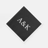 Custom Initials on Black Wedding Servet (Hoek)
