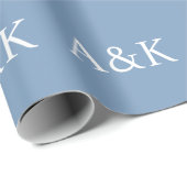 Custom Initials on Dusty Slate Blue Wedding Cadeaupapier (Rol Hoek)
