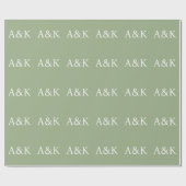 Custom Initials on Sage Green Wedding Cadeaupapier (Vlak)