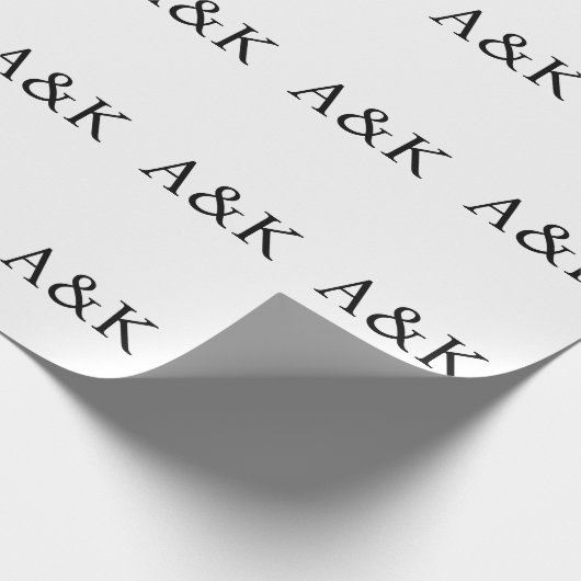 Custom Initials on White Wedding Gift Cadeaupapier (Hoek)