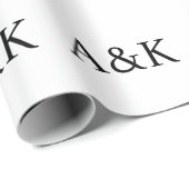 Custom Initials on White Wedding Gift Cadeaupapier (Rol Hoek)