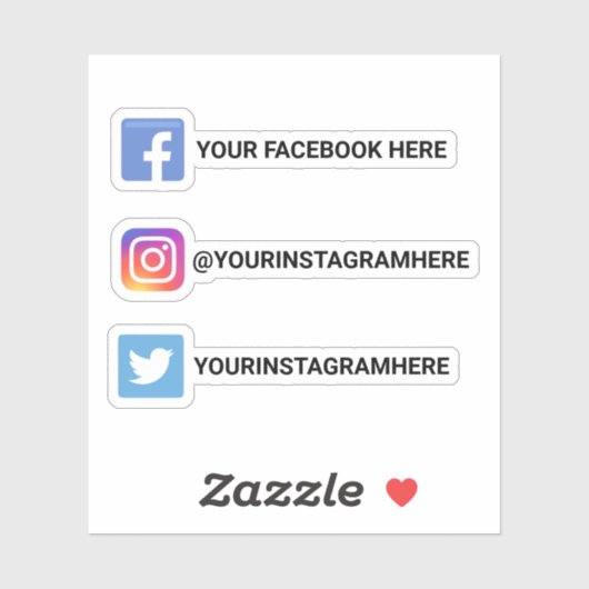 Custom Instagram Facebook Twitter Social Media Sticker (Vel)