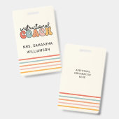 Custom Instructional Coach Educational Coach Retro Badge (Voor- en achterkant)
