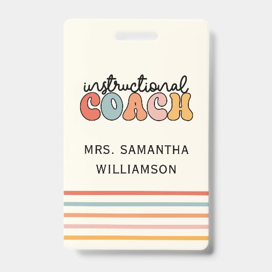 Custom Instructional Coach Educational Coach Retro Badge (Voorzijde)