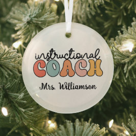 Custom Instructional Coach Educational Coach Retro Glas Ornament