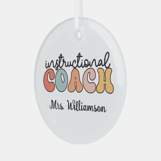 Custom Instructional Coach Educational Coach Retro Glas Ornament (Voorkant links)