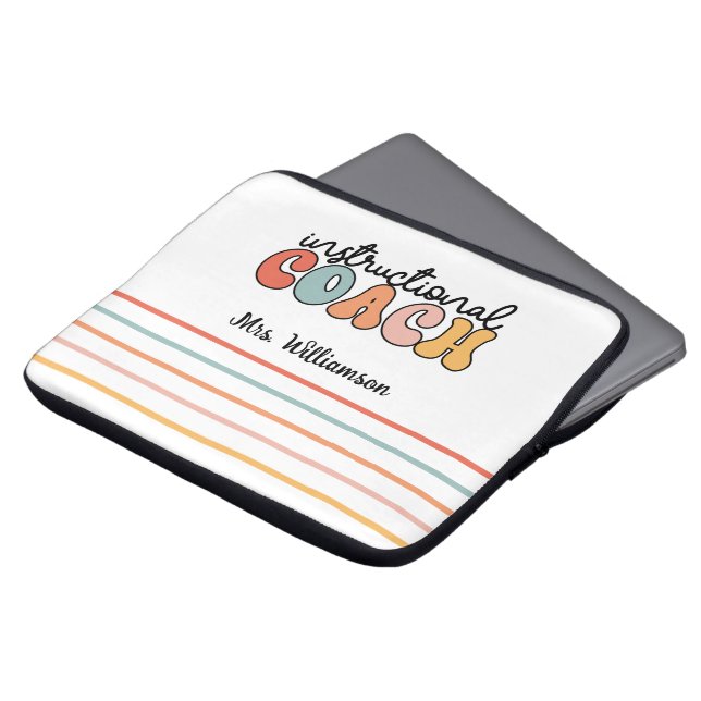 Custom Instructional Coach Educational Coach Retro Laptop Sleeve (Voorkant top)