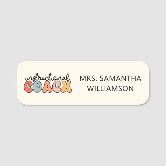 Custom Instructional Coach Educational Coach Retro Naamplaatje (Voorkant)