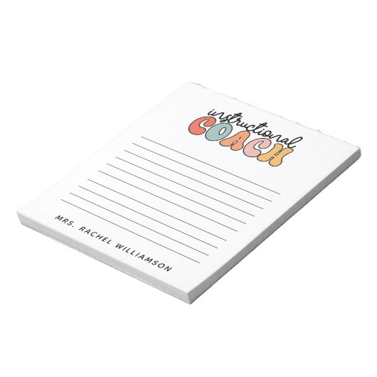 Custom Instructional Coach Educational Coach Retro Notitieblok (Linkerzijde)
