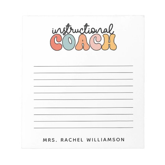 Custom Instructional Coach Educational Coach Retro Notitieblok (Voorkant)