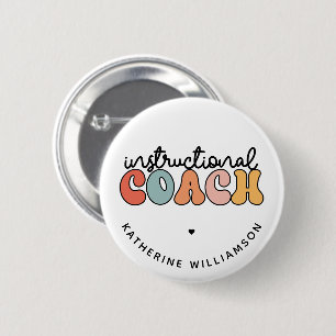 Custom Instructional Coach Educational Coach Retro Ronde Button 5,7 Cm